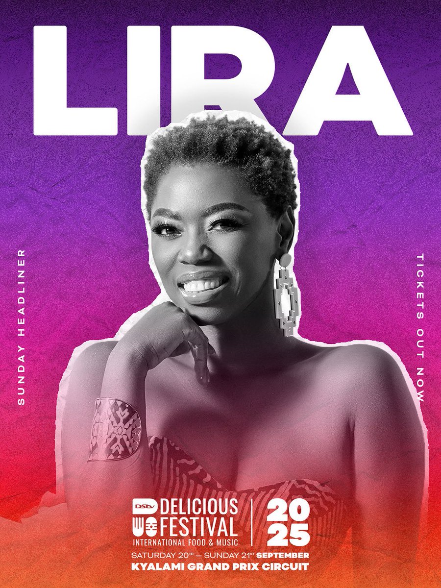 Lira Live at DStv Delicious Festival.
Radiant. Powerful. Unforgettable. 

This September, the soul-stirring voice of Lira will grace our DStv Delicious Festival 2025 Sunday Main Stage, bringing her signature blend of elegance, passion, and undeniable South African spirit. 
From