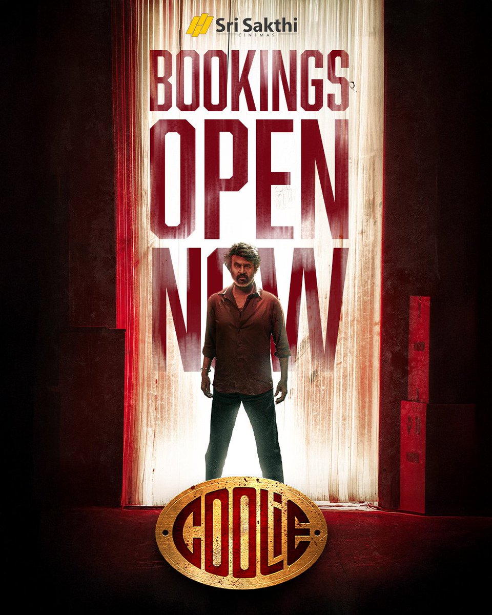 Sri Sakthi Cinemas (@srisakthicinema) on Twitter photo DEVA show time aagaya 📈🤙🏻🔥
Get ready to experience the CINEMA only on screens <a href="/srisakthicinema/">Sri Sakthi Cinemas</a>
<a href="/sunpictures/">Sun Pictures</a> <a href="/rajinikanth/">Rajinikanth</a> <a href="/Dir_Lokesh/">Lokesh Kanagaraj</a> <a href="/anirudhofficial/">Anirudh Ravichander</a>
#SriSakthiCinemas #CoolieFromAug14th DEVA show time aagaya 📈🤙🏻🔥
Get ready to experience the CINEMA only on screens <a href="/srisakthicinema/">Sri Sakthi Cinemas</a>
<a href="/sunpictures/">Sun Pictures</a> <a href="/rajinikanth/">Rajinikanth</a> <a href="/Dir_Lokesh/">Lokesh Kanagaraj</a> <a href="/anirudhofficial/">Anirudh Ravichander</a>
#SriSakthiCinemas #CoolieFromAug14th