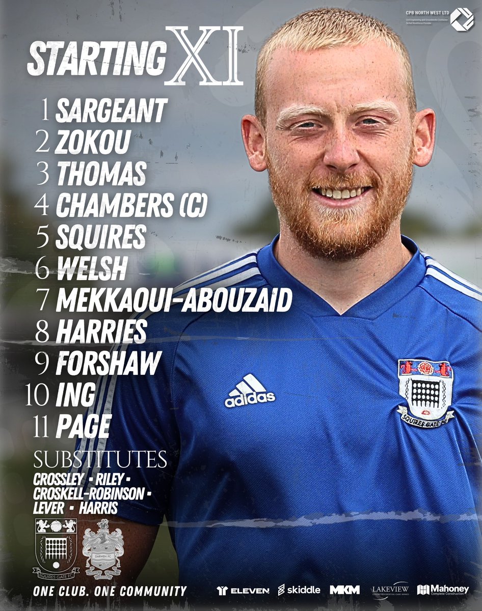 📝 𝙎𝙩𝙖𝙧𝙩𝙞𝙣𝙜 𝐗𝐈

👥 Here’s how we line up for today’s match against <a href="/DarwenFC/">Darwen FC</a>.👇

🔷 #WeAreGate | 🤝 𝗖𝗣𝗕 𝗡𝗼𝗿𝘁𝗵 𝗪𝗲𝘀𝘁