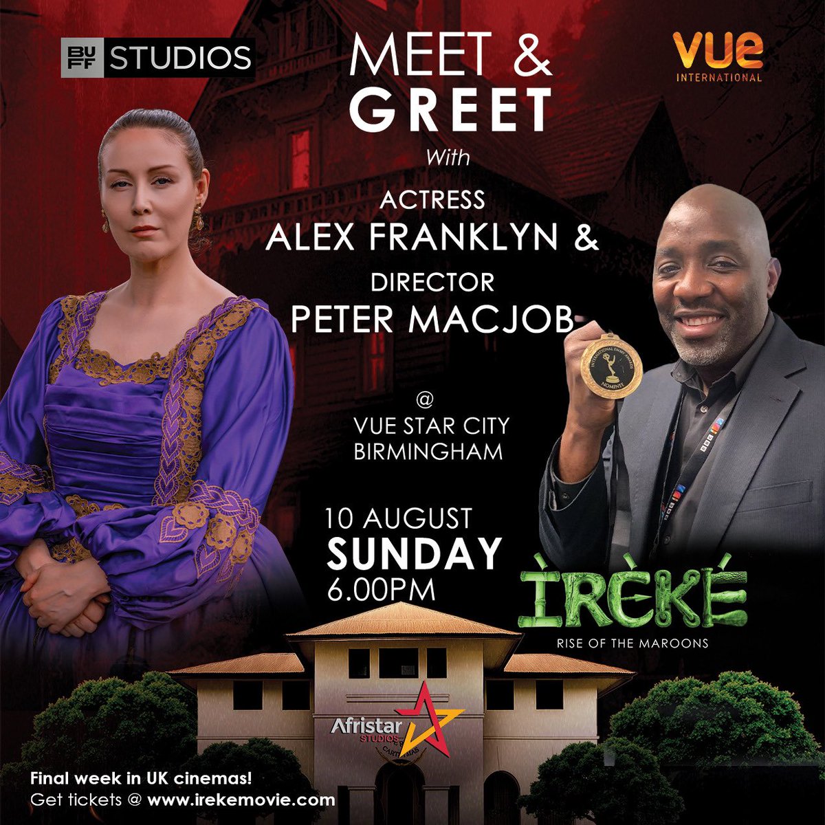 BUFF Studios (@thebuffstudios) on Twitter photo THE FINAL WEEK IN UK CINEMAS!
IREKE SHOWTIMES TODAY & TOMORROW
Today (& tomorrow)
Lumiere Romford 4.30pm
(including *MEET & GREET with <a href="/clareanyiamo/">Clare Anyiam-Osigwe BEM</a>)
*Today only
Tomorrow
@Vue Star City Birmingham 6.00pm (including MEET & GREET with actress Alex Franklyn & director THE FINAL WEEK IN UK CINEMAS!
IREKE SHOWTIMES TODAY & TOMORROW
Today (& tomorrow)
Lumiere Romford 4.30pm
(including *MEET & GREET with <a href="/clareanyiamo/">Clare Anyiam-Osigwe BEM</a>)
*Today only
Tomorrow
@Vue Star City Birmingham 6.00pm (including MEET & GREET with actress Alex Franklyn & director