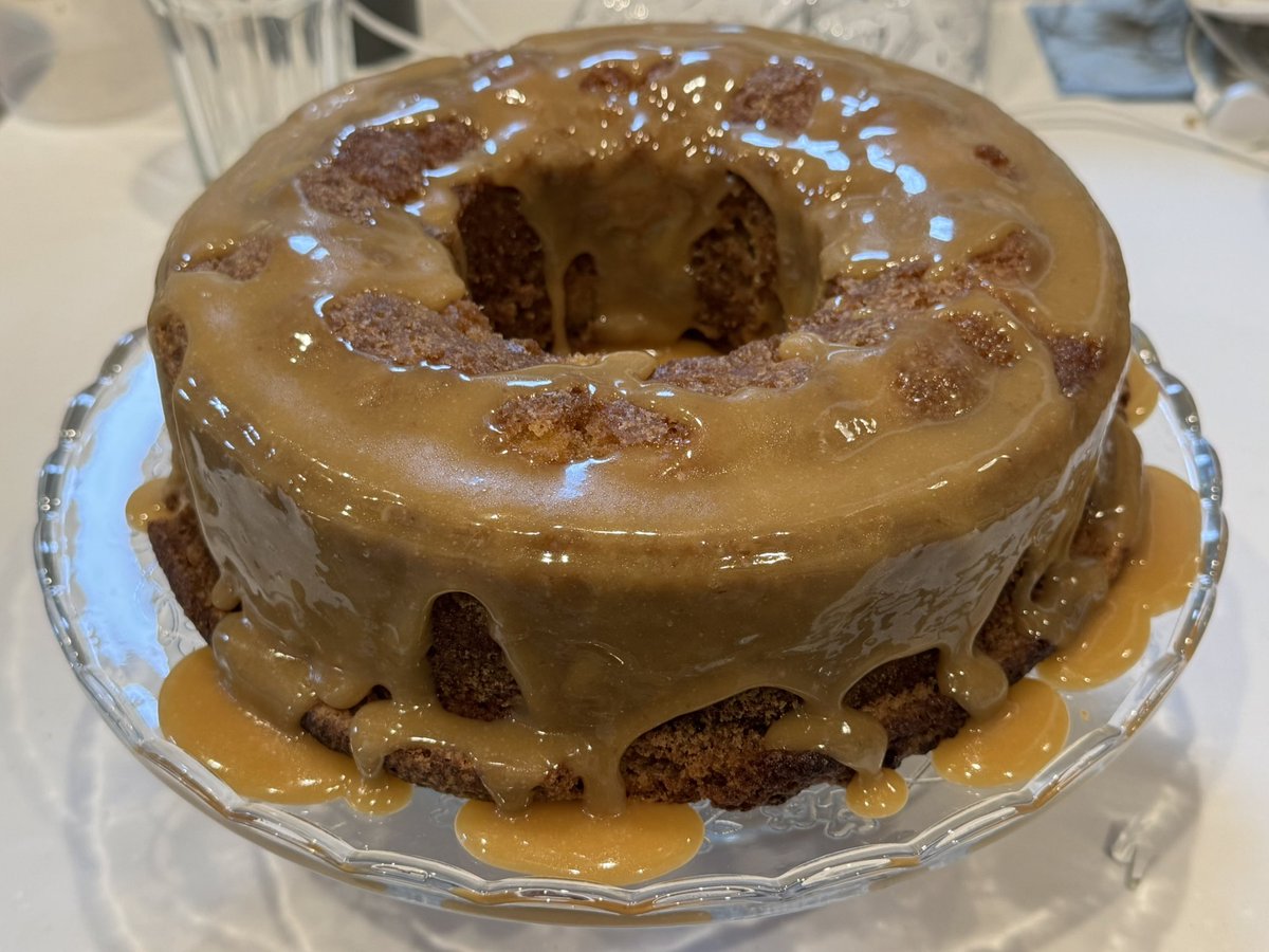 Apple Cinnamon and spice cake drizzled  with salted caramel!