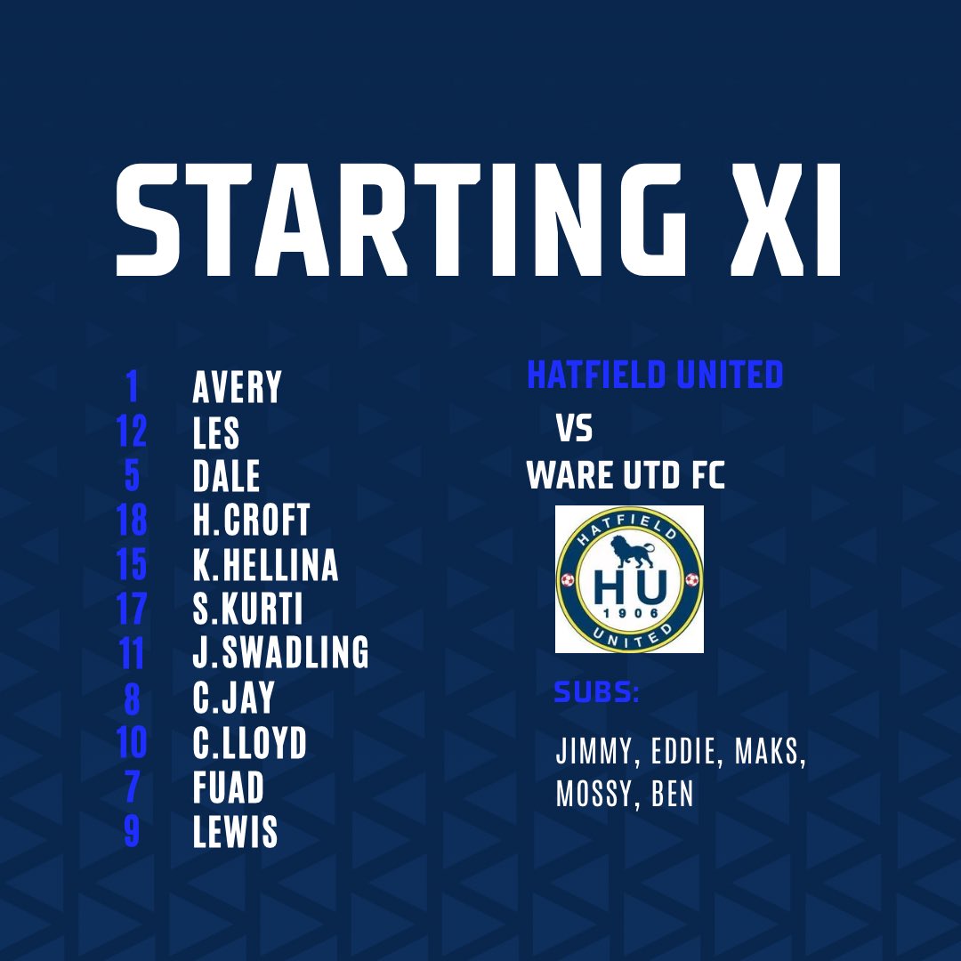 Our starting line up this afternoon vs <a href="/WareUtdFC/">Ware Utd FC</a>