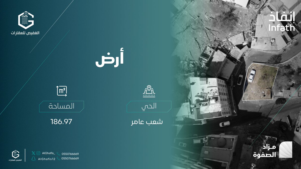 #مزاد_الصفوة
فرصتك تبدأ من هنا ...
أرض سكنية مميزة في حي شعب عامر بمكة، بمساحة مناسبة لمشروع سكني واعد في موقع حيوي وقريب من الخدمات.

📍 الموقع: حي شعب عامر – مكة
المساحة: 186.97 م²
 مثالية لبناء سكن خاص أو استثمار عقاري في منطقة ذات طلب متزايد

فرصة حقيقية لمن يسعى للدخول إلى