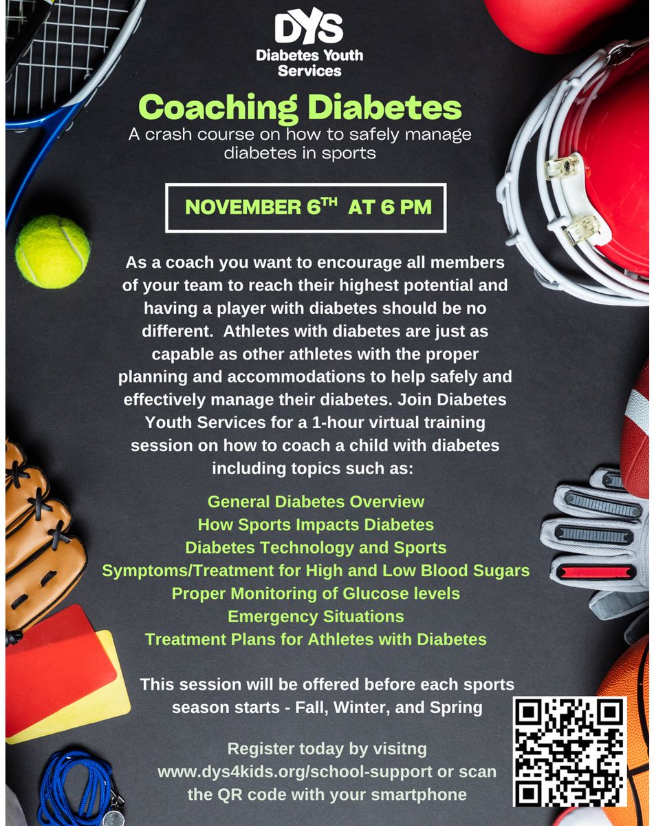 To all my Coaching friends, a great opportunity to learn more about your Diabetic athletes.  As a parent of a T1D athlete, this is good info for awareness presented by a great organization. Check it out!