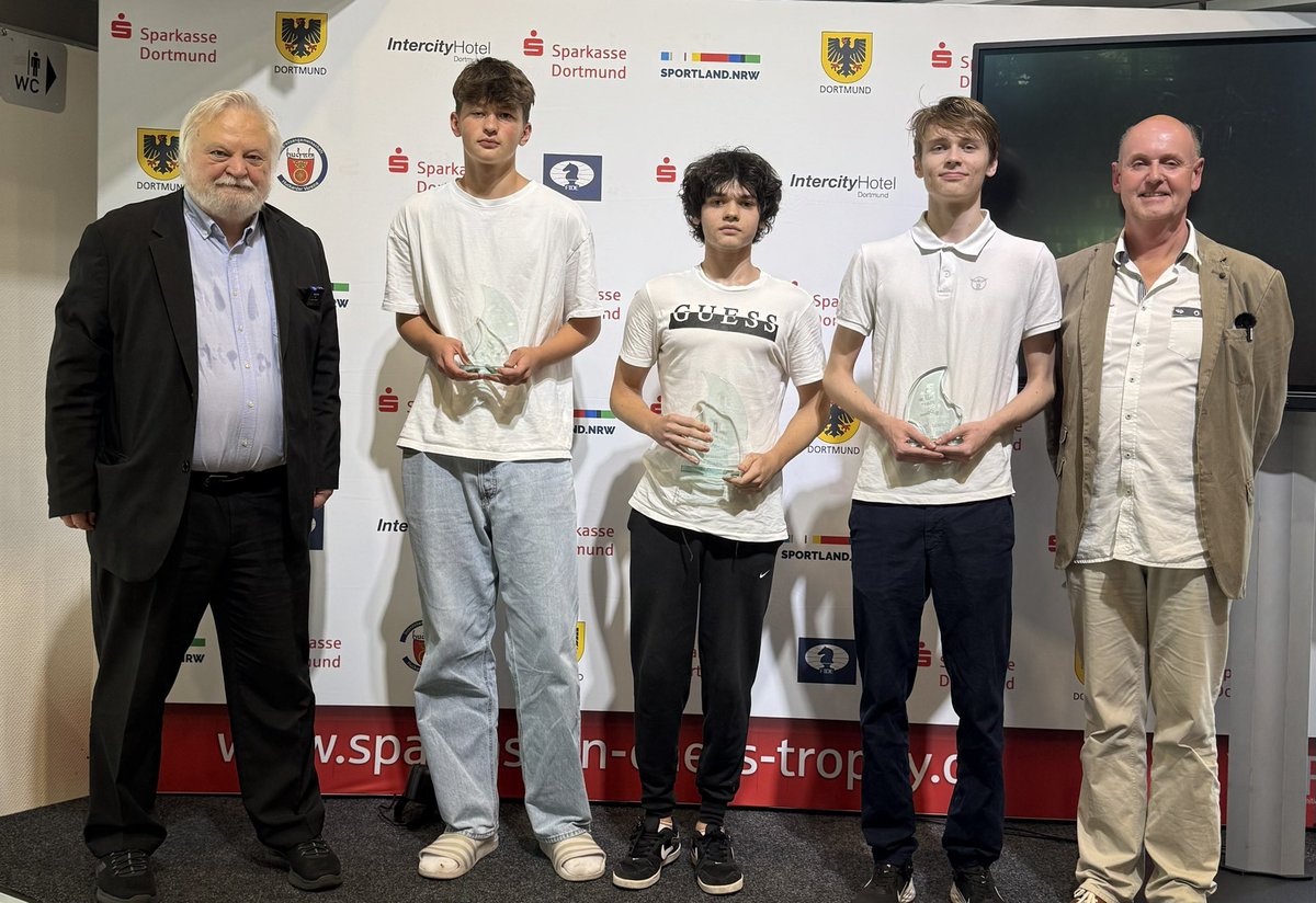 The 18-year-old Ukrainian Ihor Nahornyi won the tournament with a performance rating of over 2300.

Second place went to another U18 player Tim Geist. His only loss came against tournament winner Nahornyi. Third place went to Julian Dödens.👏

sparkassen-chess-trophy.de/index.php/de/n…