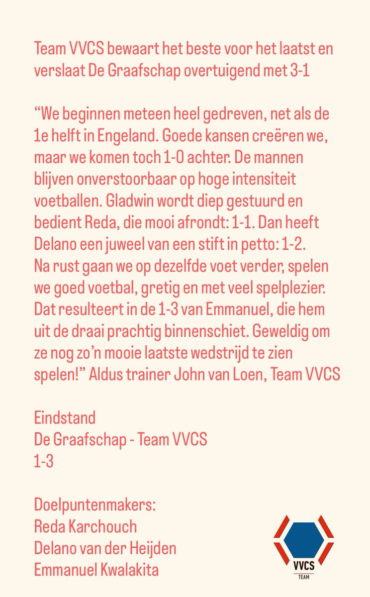 spelersvakbond's tweet image. Reactie Team VVCS-trainer John van Loen na afloop van het met 3-1 gewonnen duel tegen De Graafschap. 

Eindstand
De Graafschap - Team VVCS 
1-3

Doelpuntenmakers:
Reda Karchouch
Delano van der Heijden
Emmanuel Kwalakita

#gravvcs #teamvvcs