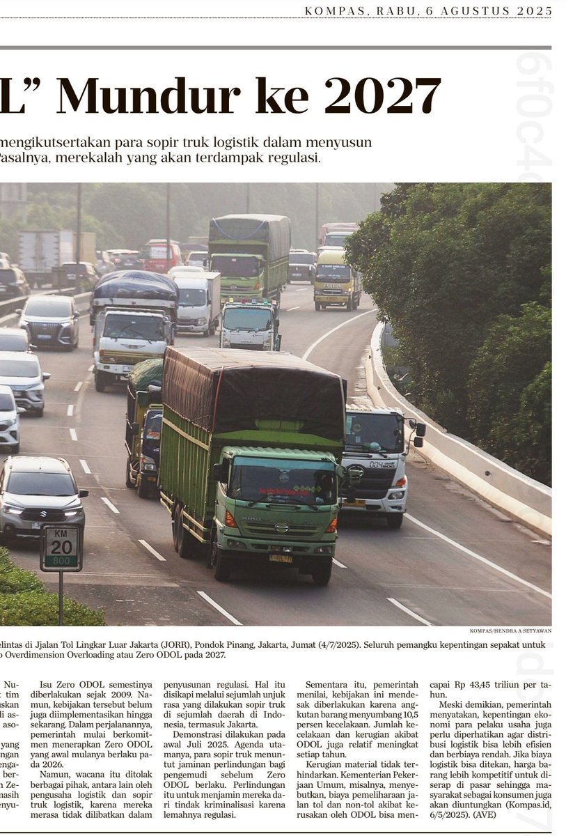 Implementasi zero ODOL diundur lagi, jadi 2027, tidak ada keseriusan, sudah belasan tahun ditunda.