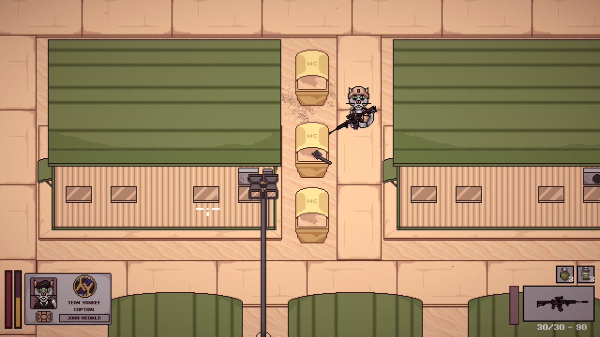 MeowcideGame's tweet image. Today I’ll show you FOB Buffalo - a Meowrican forward operating base in Western Roguestan. Here, between missions, the kities can chat with their fellow soldiers, catch up on the latest news, hit the shooting range, and, of course, the litter box.
#unity2d #madewithunity…