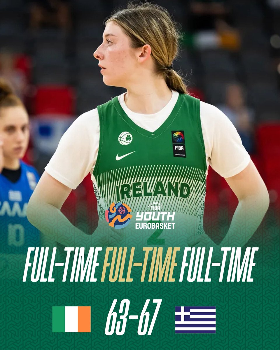 A narrow loss to Greece in the 5-8th classification game at the FIBA Youth EuroBasket for our U20 WNT 🤝

#GreenMeansGo ☘️ || #IrishBasketball