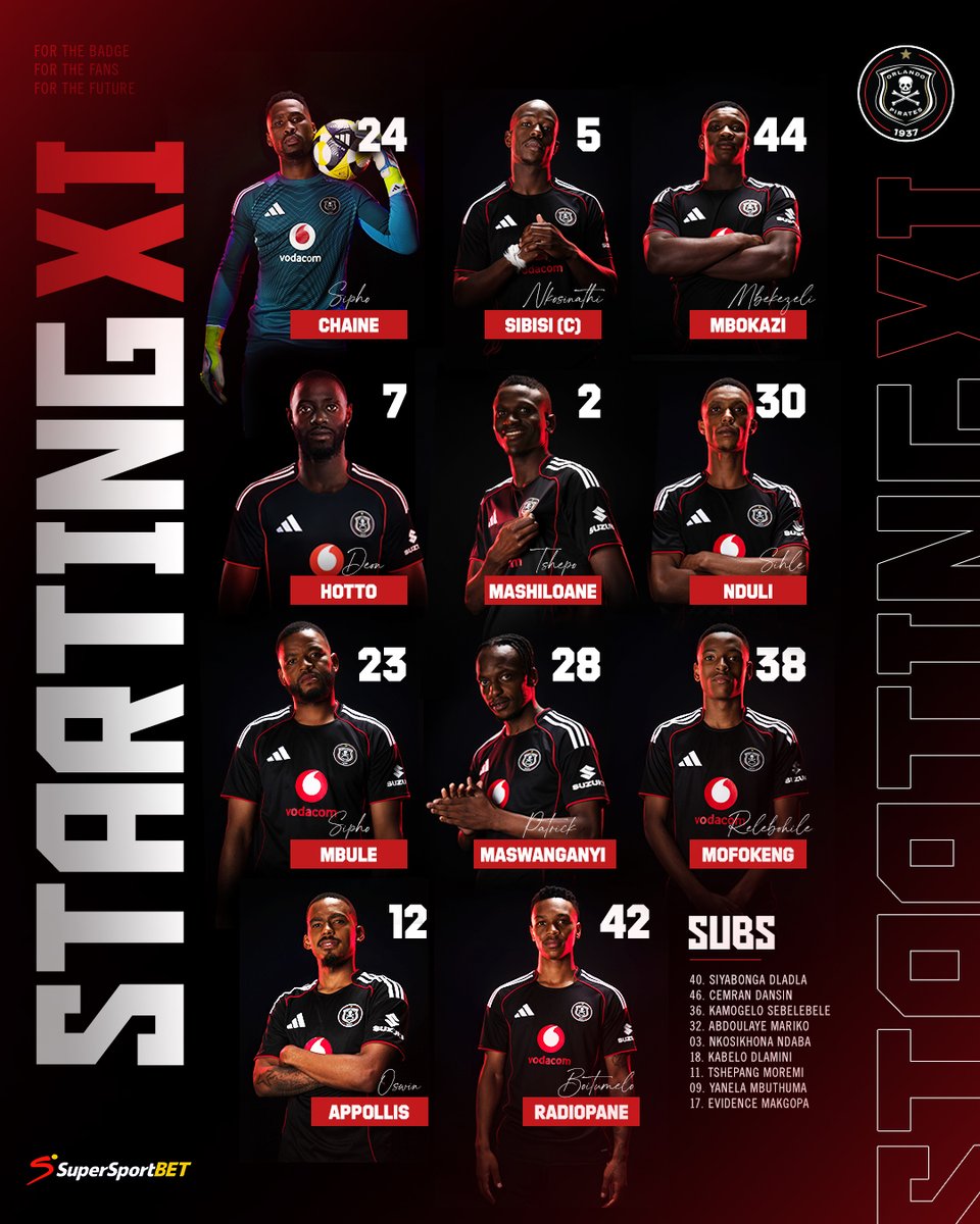 Orlando Pirates (@orlandopirates) on Twitter photo 𝐒𝐓𝐀𝐑𝐓𝐈𝐍𝐆_𝐗𝐈
🆚 <a href="/SekhukhuneFc/">Sekhukhune United F.C.</a>
📅 Saturday,09 August 2025
🏟️ Orlando Stadium
⏰ 17H30
📺 <a href="/SuperSportTV/">SuperSport 🏆</a>
⚫⚪🔴⭐
#OrlandoPirates
#OnceAlways
#womansday2025 𝐒𝐓𝐀𝐑𝐓𝐈𝐍𝐆_𝐗𝐈
🆚 <a href="/SekhukhuneFc/">Sekhukhune United F.C.</a>
📅 Saturday,09 August 2025
🏟️ Orlando Stadium
⏰ 17H30
📺 <a href="/SuperSportTV/">SuperSport 🏆</a>
⚫⚪🔴⭐
#OrlandoPirates
#OnceAlways
#womansday2025