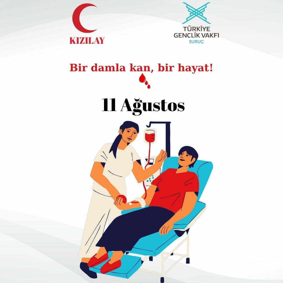 🇹🇷💉 Gençlerimizle birlikte bir damla kan, bir hayat diyerek Kızılay’a destek oluyoruz!
Hayat kurtarmak için sen de bize katıl, iyilik zincirinin bir parçası ol. ❤️
📍 Yer: Cumhuriyet 
📅 Tarih: 11 Ağustos / Pazartesi
🕒 Saat: 16.00