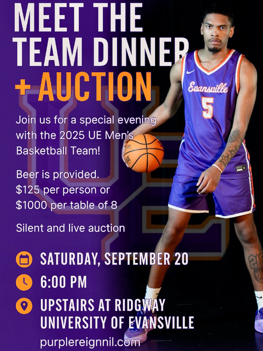 🍽️🏀 Meet the Aces! Join us for dinner, drinks, and a live + silent auction on Saturday, Sept. 20 at 6 PM upstairs at Ridgway.
🎟️ $125 per person | $1000 per table of 8
➡️ purplereignnil.com