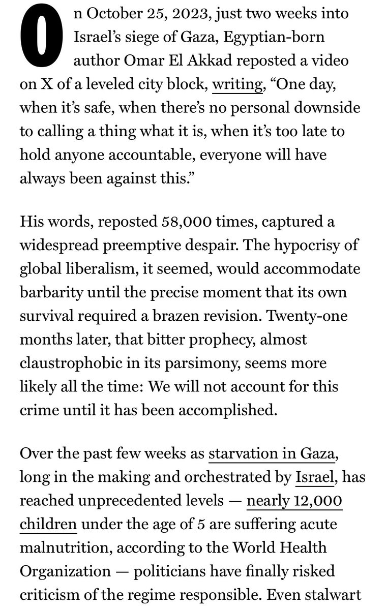 I wrote about the sudden moral wakefulness over Gaza, whether the dam is breaking, and why now. <a href="/NYMag/">New York Magazine</a>