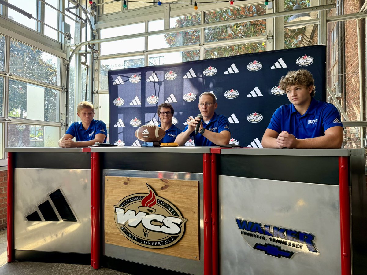 Brentwood football with coach Clint Finch along with players Jackson Allen, Barron Langford and Philip Wenk. 

The Bruins went 9-3 last year and have more question marks than ever after losing a big group to graduation —&gt;