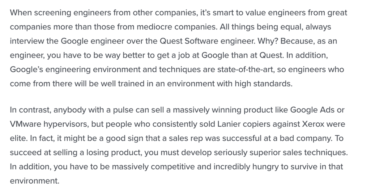 Jen Abel (@jjen_abel) on Twitter photo engineering teams - hire from a great logo
sales teams - hire from a mediocre logo
great evergreen read from <a href="/bhorowitz/">benahorowitz.eth</a> engineering teams - hire from a great logo
sales teams - hire from a mediocre logo
great evergreen read from <a href="/bhorowitz/">benahorowitz.eth</a>