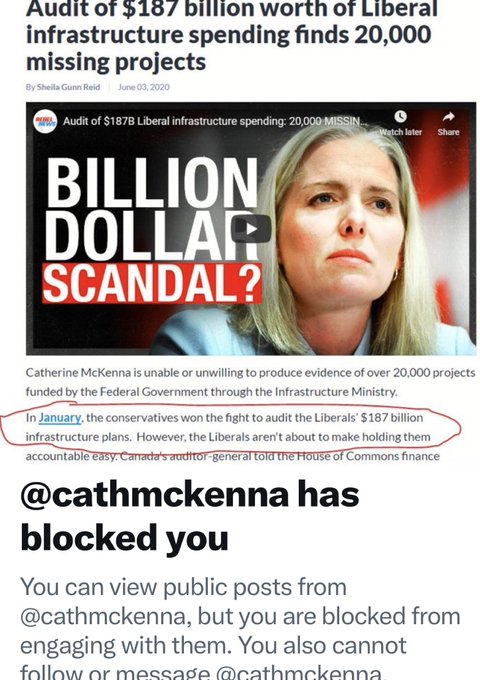 WHERE'S THE MONEY MCKENNA?

How come this story has just 'disappeared' from the national conversation?

--> $187,000,000,000 - POOF!! GONE!! <--

THE CDN MEDIA &amp; RCMP ARE 100% COMPLICIT IN *ANOTHER* LIBERAL COVER-UP.

(Make sure to tag <a href="/cathmckenna/">Catherine McKenna</a> - she's blocked me for some odd