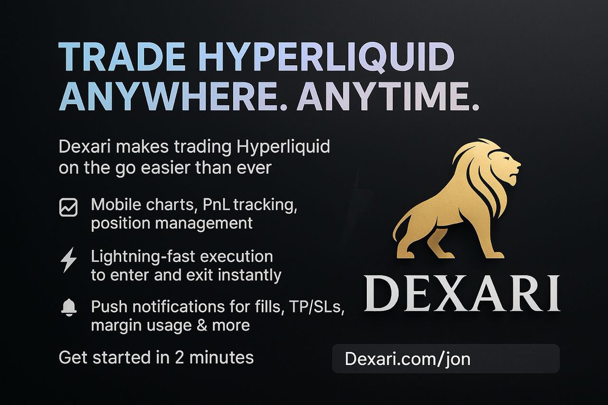 MakintaofBorno's tweet image. 🔥 Just made my Hyperliquid trades while grabbing lunch.
No laptop. No stress. Just Dexari.
⚡ Enter &amp;amp; exit
📱 Manage positions on the go
🔔 Get alerts the second it matters
Start here: Dexari.com/join/EngrGaidam @DexariDotCom

#Dexari #CryptoTrading #UGCContest #Web3 #Hyperliquid