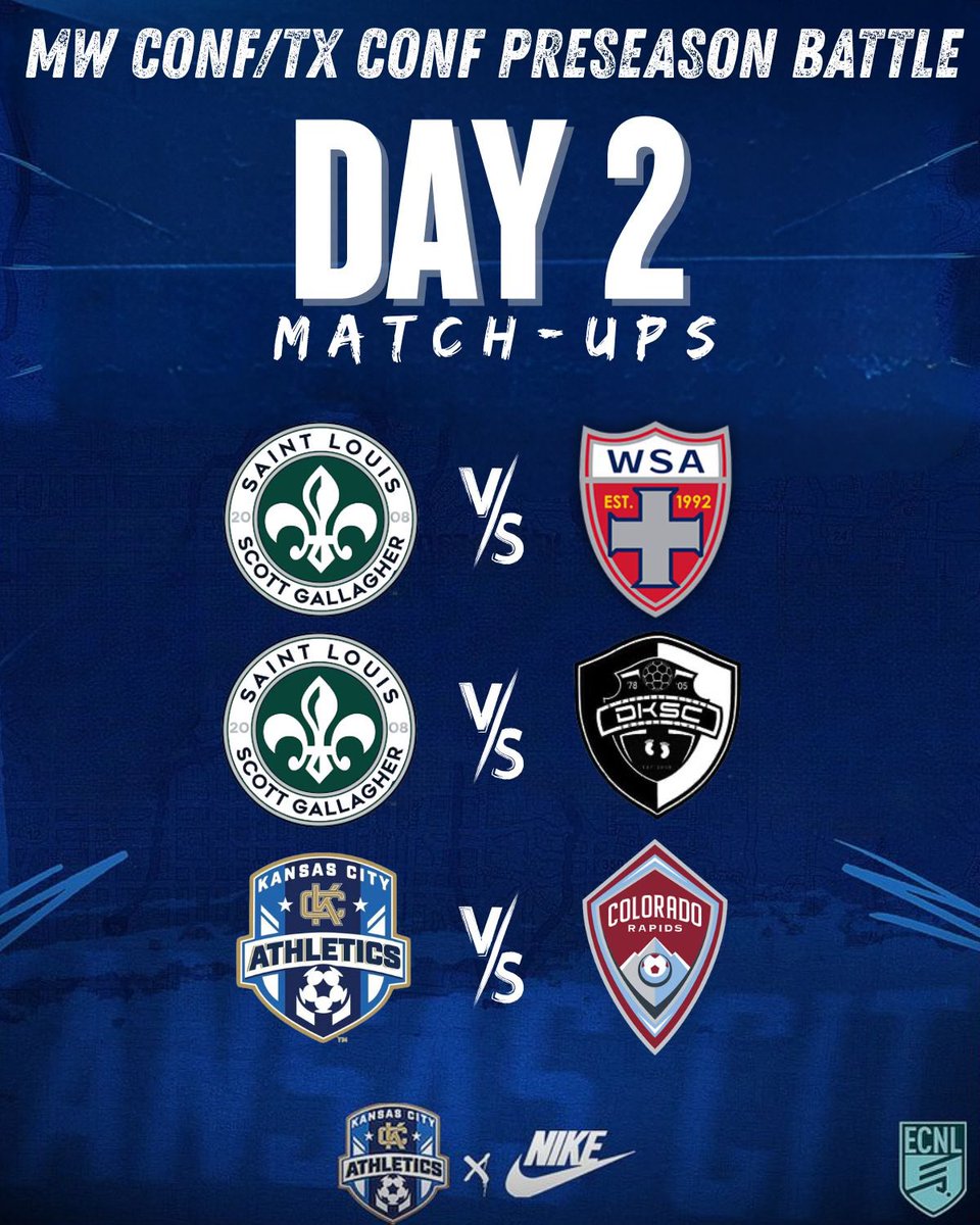Marcus Kelcher (@marcuskelcher) on Twitter photo Lets GO!!! Day✌️🏼is underway here in KC. It's going to be another incredible day of <a href="/ECNLgirls/">ECNL Girls</a> pre-season preparation.
<a href="/AthleticsKC/">KC Athletics Soccer Club</a> <a href="/kcaecnl2013/">KC Athletics ECNL 2013G</a> <a href="/KCAECNL2012G/">KC Athletics ECNL 2012G</a> <a href="/kca2011ecnlg/">KC Athletics ECNL 2011G</a> <a href="/KCAECNL2010g/">KC Athletics Academy Elite 2010 ECNL</a> <a href="/kcaecnl2009/">KC Athletics Academy Elite 09 ECNL</a> <a href="/KCACElite08ECNL/">KC Athletics Academy Elite 07/08 ECNL</a>
<a href="/DKSC_official/">D'Feeters Kicks Soccer Club</a> <a href="/SLSGECNLGirls/">SLSG ECNL Girls</a> <a href="/SoccerWSA/">WSA Soccer Club</a> <a href="/RapidsYouthClub/">Rapids Youth Soccer</a> Lets GO!!! Day✌️🏼is underway here in KC. It's going to be another incredible day of <a href="/ECNLgirls/">ECNL Girls</a> pre-season preparation.
<a href="/AthleticsKC/">KC Athletics Soccer Club</a> <a href="/kcaecnl2013/">KC Athletics ECNL 2013G</a> <a href="/KCAECNL2012G/">KC Athletics ECNL 2012G</a> <a href="/kca2011ecnlg/">KC Athletics ECNL 2011G</a> <a href="/KCAECNL2010g/">KC Athletics Academy Elite 2010 ECNL</a> <a href="/kcaecnl2009/">KC Athletics Academy Elite 09 ECNL</a> <a href="/KCACElite08ECNL/">KC Athletics Academy Elite 07/08 ECNL</a>
<a href="/DKSC_official/">D'Feeters Kicks Soccer Club</a> <a href="/SLSGECNLGirls/">SLSG ECNL Girls</a> <a href="/SoccerWSA/">WSA Soccer Club</a> <a href="/RapidsYouthClub/">Rapids Youth Soccer</a>