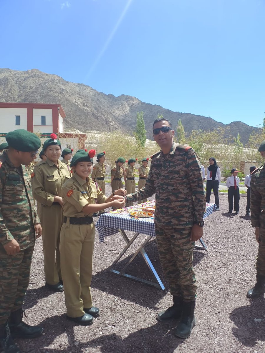 NCCGPHQSRINAGAR's tweet photo. *#Rakshabandhan2025*
NCC Cadets from Jawhar Navodhaya Vidhayala, #Leh ex 1 Ladakh Bn NCC today celebrated auspicious Raksha Bandhan festival in tradition with #IndianArmy & #Agniveers at Ladakh Scouts Regimental Centre, #Phyang.
@indianarmy @adgpi
@NorthernComd_IA
@asiannewsinternation @firefurycorps @prodefleh @HQ_DG_NCC @NCCDteJKL @MinOfCultureGoI @PMOIndia @lg_ladakh
@EduMinOfIndia