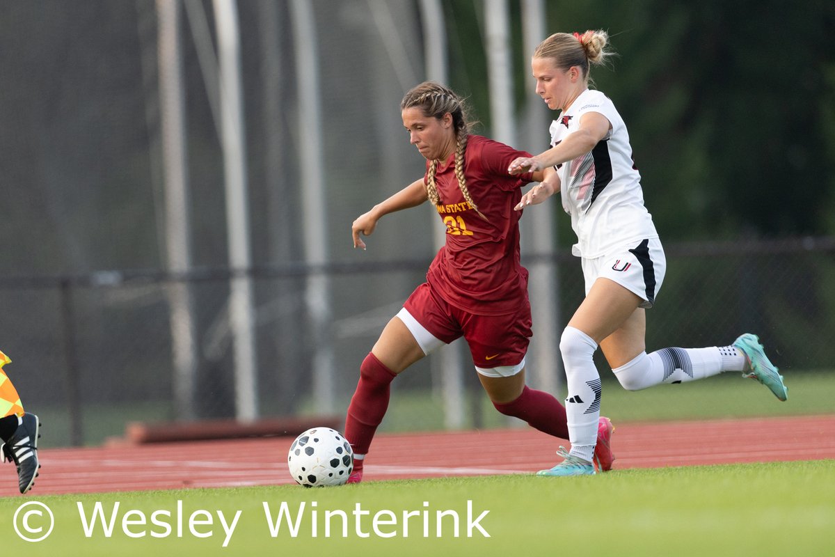 Regan John (20), Lauren Hernandez (14), Allison Charleston (19) and Ella Ciardullo (21) in action for Iowa State during exhibition soccer against Omaha on 8/8/2025.
More images here =  tinyurl.com/2vy6ftz9
