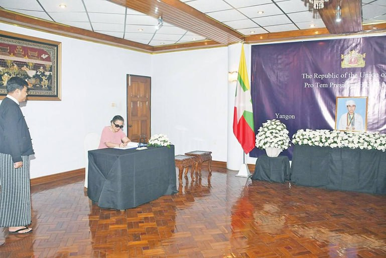 Views of Myanmar (@viewsofmm22) on Twitter photo Signing of condolence book in tribute to late Pro Tem President U Myint Swe #WhatsHappeningInMyanmar #Myanmar <a href="/ViewsofMM22/">Views of Myanmar</a> Signing of condolence book in tribute to late Pro Tem President U Myint Swe #WhatsHappeningInMyanmar #Myanmar <a href="/ViewsofMM22/">Views of Myanmar</a>