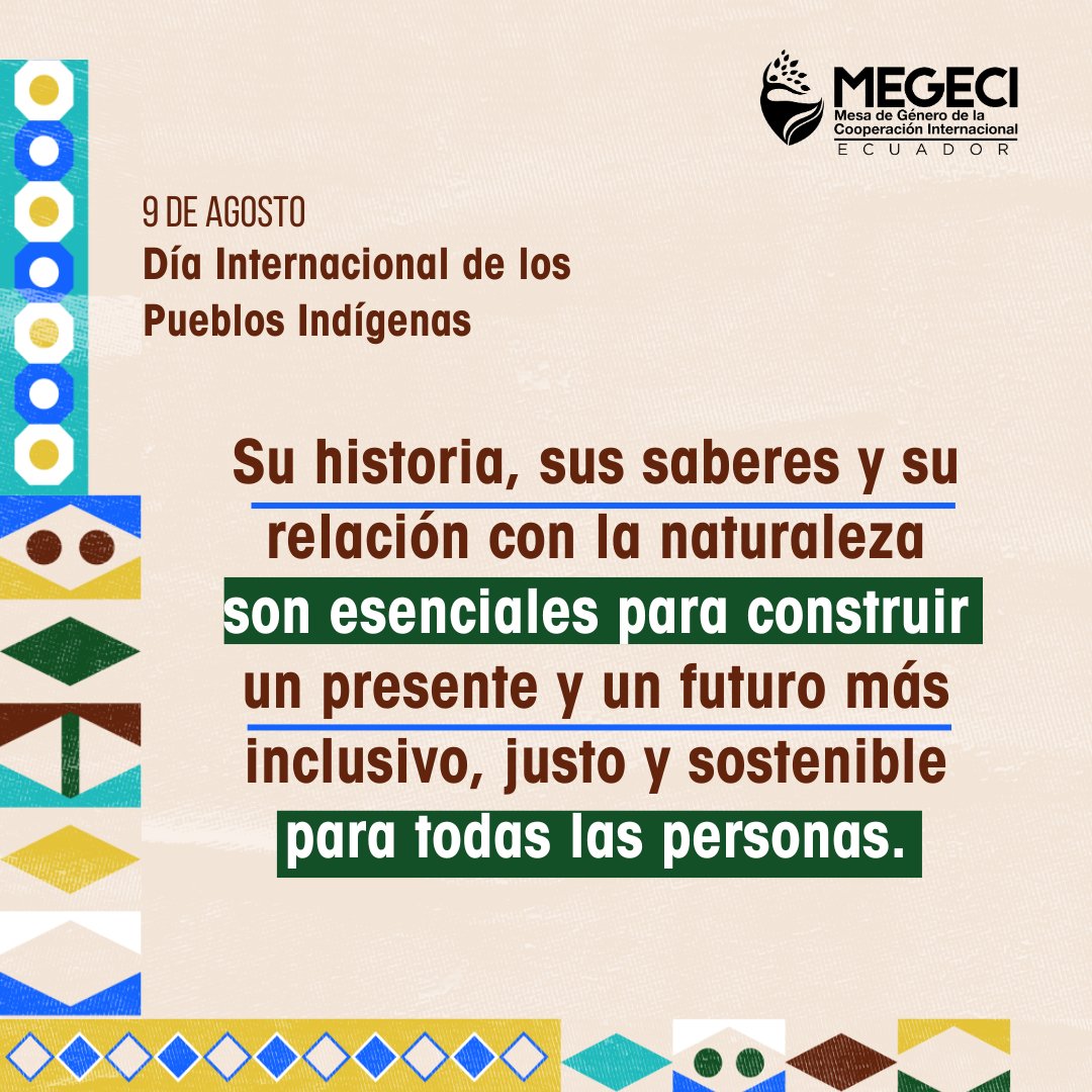 🌿 Los pueblos indígenas no solo preservan: transforman.

En el Día Internacional de los Pueblos Indígenas, reconocemos su aporte #PorYParaTodas las mujeres y niñas y reafirmamos el compromiso de #NoDejarANadieAtrás.

#PueblosIndígenas #MegeciEC🇪🇨
