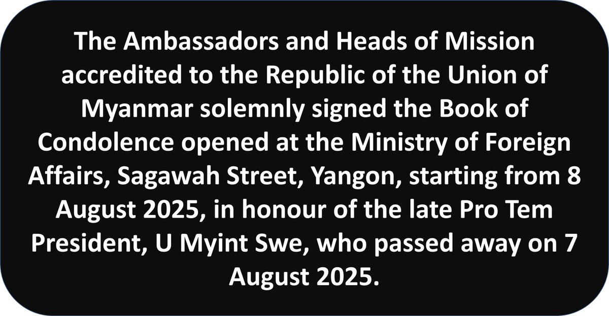 Views of Myanmar (@viewsofmm22) on Twitter photo Showing Sympathy : Diplomats sign the Book of Condolences #MyanmarFactCheck #WhatsHappeningInMyanmar <a href="/ViewsofMM22/">Views of Myanmar</a> Showing Sympathy : Diplomats sign the Book of Condolences #MyanmarFactCheck #WhatsHappeningInMyanmar <a href="/ViewsofMM22/">Views of Myanmar</a>