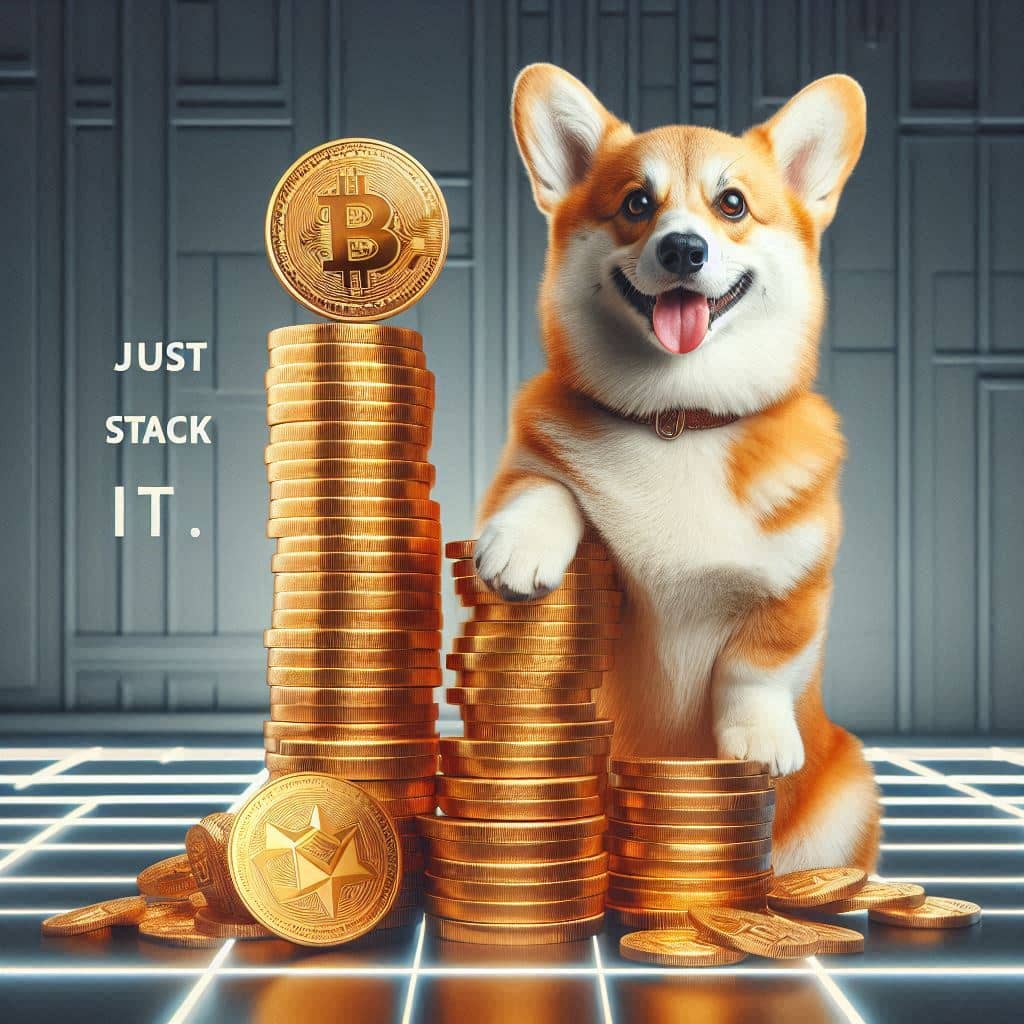 Scenerycore's tweet photo. ๐ถ๐ฐ This Corgi? He's all about making money and being happy. No fuss, just cash. Stack it up! #JustStackIt @zeroauthdao @welsh_community @STX https://t.co/HdzK2ZsiBg