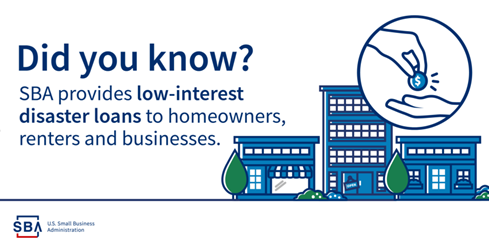 Homeowners, renters, &amp; businesses: Find relief with an <a href="/SBAgov/">SBA</a> low-interest loan after a declared #disaster. We’re here to help—don’t recover alone: sba.gov/disaster