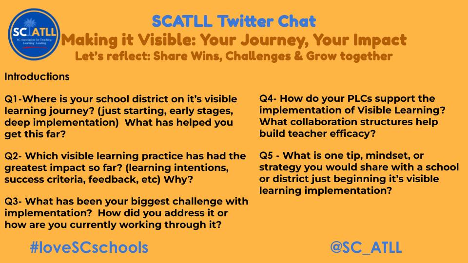 Pam Inabinett (@pnabbie) on Twitter photo ✔️out the questions for the #loveSCschools <a href="/SC_ATLL/">SC Association for Teaching, Learning, and Leading</a> chat tomorrow led by <a href="/MatiaGoodwin/">Matia Goodwin</a>
Come add you voice!
Sun, Aug 10th at 6pm ET
#VisibleLearning ✔️out the questions for the #loveSCschools <a href="/SC_ATLL/">SC Association for Teaching, Learning, and Leading</a> chat tomorrow led by <a href="/MatiaGoodwin/">Matia Goodwin</a>
Come add you voice!
Sun, Aug 10th at 6pm ET
#VisibleLearning