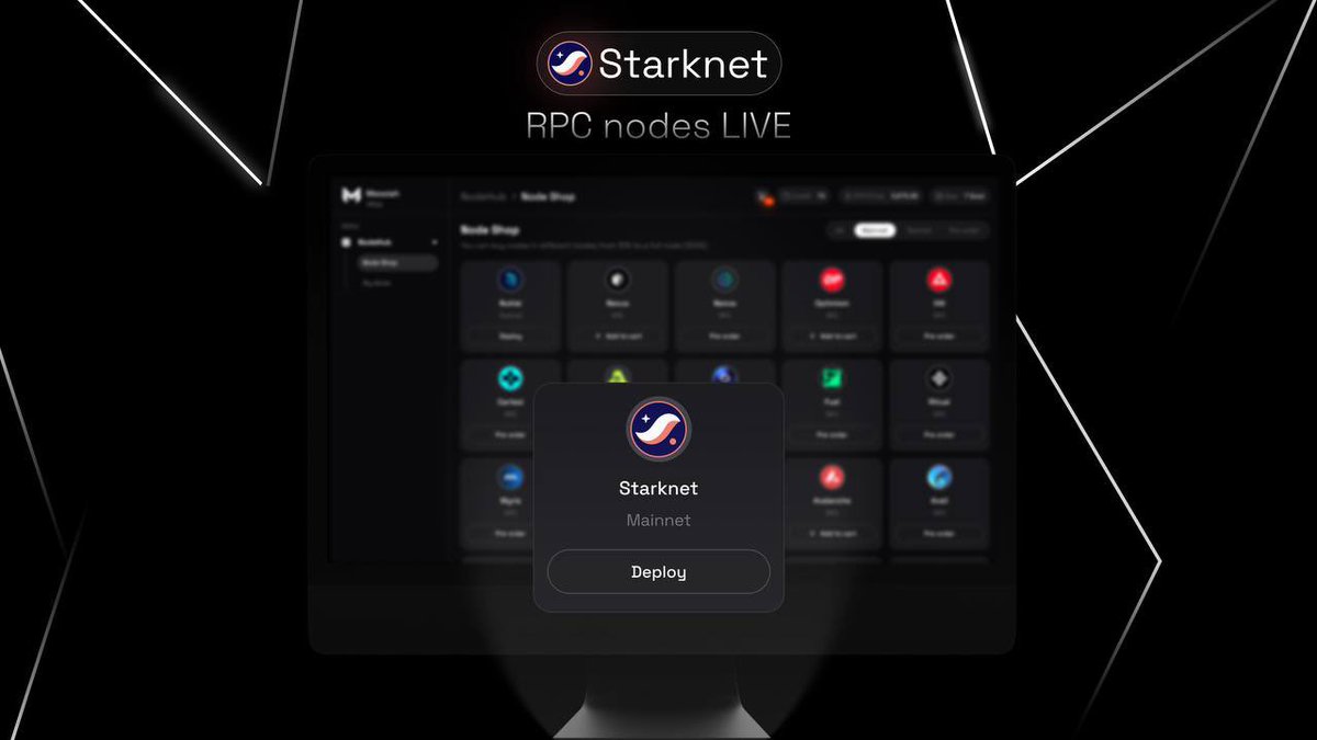 Messiah (@messiah_network) on Twitter photo New on NodeHub: Run Your Own Starknet RPC Node!
We’re excited to announce that <a href="/Starknet/">Starknet 🐺🐱</a> Mainnet RPC nodes are now live on NodeHub! With just a few clicks, you can deploy your own private RPC endpoint, giving you faster, unrestricted access to Starknet’s Layer 2 network.
What New on NodeHub: Run Your Own Starknet RPC Node!
We’re excited to announce that <a href="/Starknet/">Starknet 🐺🐱</a> Mainnet RPC nodes are now live on NodeHub! With just a few clicks, you can deploy your own private RPC endpoint, giving you faster, unrestricted access to Starknet’s Layer 2 network.
What