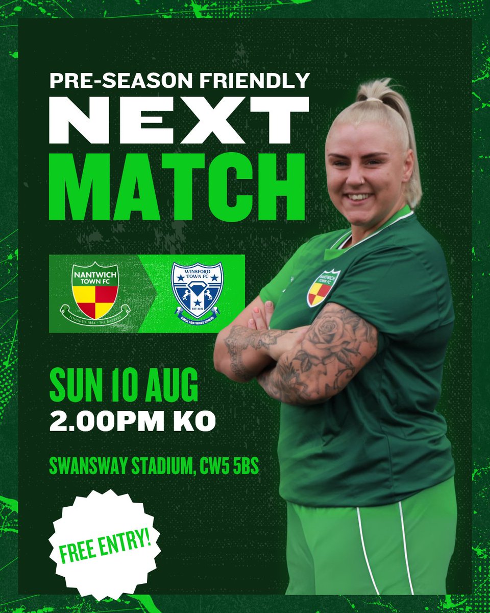 Tommorrow we play our final preseason friendly before our season begins🙌 

Its free entry to the Swansway, so make sure you come down to support the team in their final preparations for the new season💚