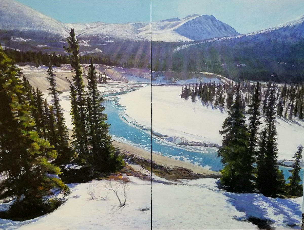 Colin Alexander (@colin_alex35207) on Twitter photo During the lockdown years, I made a shift from mostly landscape art toward more classical and figurative work. 
The River Valley in Winter, Oil on Panels 36”x48” 
by Colin Alexander,  2022. During the lockdown years, I made a shift from mostly landscape art toward more classical and figurative work. 
The River Valley in Winter, Oil on Panels 36”x48” 
by Colin Alexander,  2022.