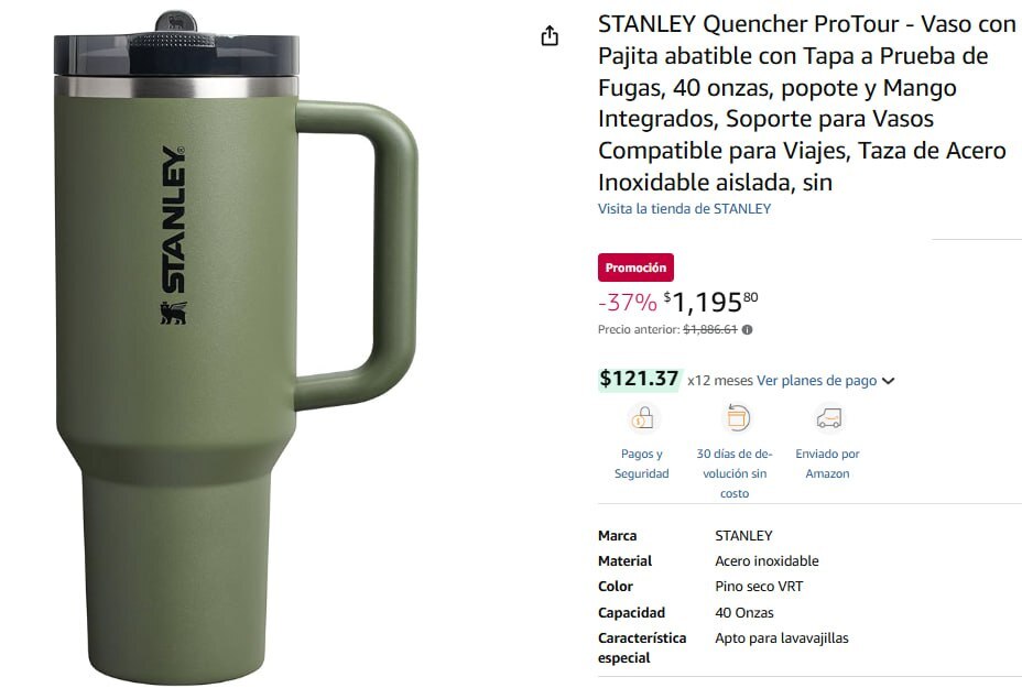 ¡NO TE PIERDAS EL STANLEY QUENCHER PRO TOUR! 🚀 EL VASO IDEAL PARA TUS AVENTURAS CON TAPAS A PRUEBA DE FILTRACIONES Y 40 ONZAS DE CAPACIDAD! 💦
Amazon: STANLEY Quencher ProTour - Vaso con Pajita abatible con Tapa a Prueba de Fugas, 40 onzas, popote y Mango Integrados, Soporte p…