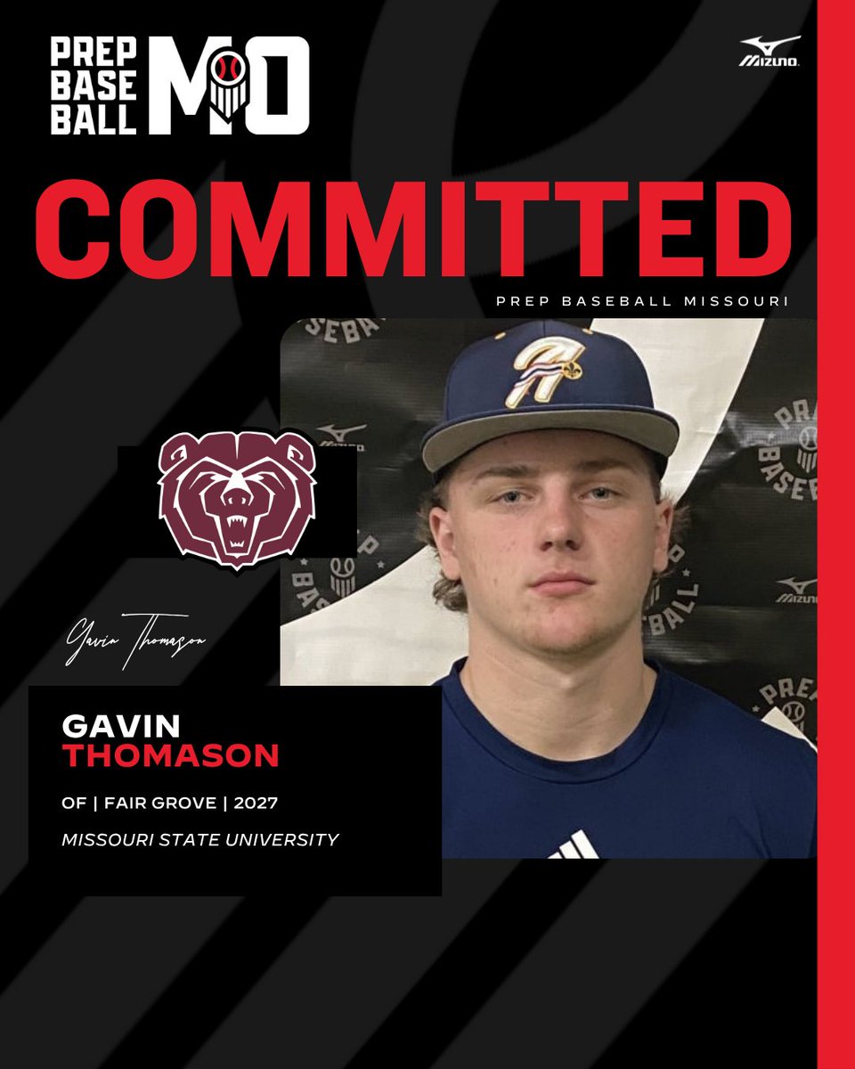 Prep Baseball Missouri (@prepbaseballmo) on Twitter photo OF Gavin Thomason (Fair Grove, 2027) commits to Missouri State University
👤: loom.ly/ei6QOhE
<a href="/Thomason11Gavin/">Gavin Thomason</a> // <a href="/EagleBaseballFG/">Fair Grove Baseball</a> // <a href="/MoStateBSB/">Missouri State Baseball</a> OF Gavin Thomason (Fair Grove, 2027) commits to Missouri State University
👤: loom.ly/ei6QOhE
<a href="/Thomason11Gavin/">Gavin Thomason</a> // <a href="/EagleBaseballFG/">Fair Grove Baseball</a> // <a href="/MoStateBSB/">Missouri State Baseball</a>