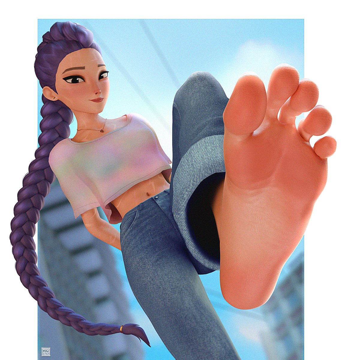 mugibunbun's tweet photo. "Oh wow… I didn’t know you guys were into this, but… anything for the fans, right?" 😳💗👣 https://t.co/BO0NxhJh6n