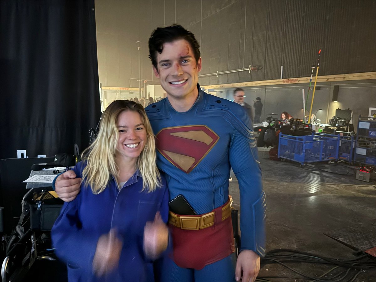 New BTS look at Milly Alcock and David Corenswet on the set of ‘SUPERMAN’.