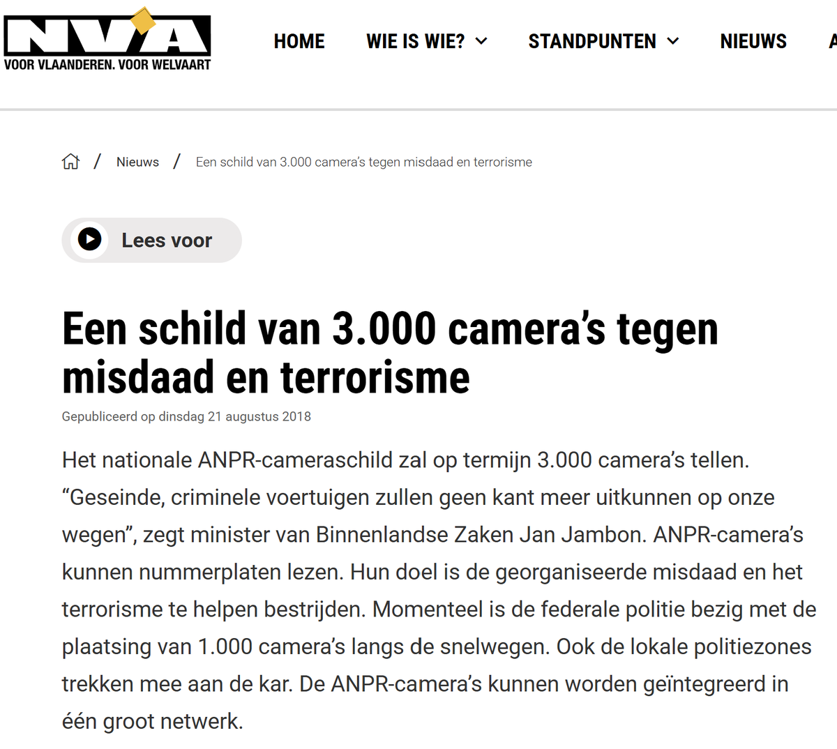 Nogal wat mensen lijken verbaasd dat <a href="/de_NVA/">N-VA</a> #ChatControl zou steunen.
Nochtans hebben ze al meerdere keren bewezen dat uw privacy voor hen gestolen kan worden.
Denk maar aan de wildgroei (en mission creep) van #ANPR-camera's.
Of aan het feit dat de enige twee Belgische