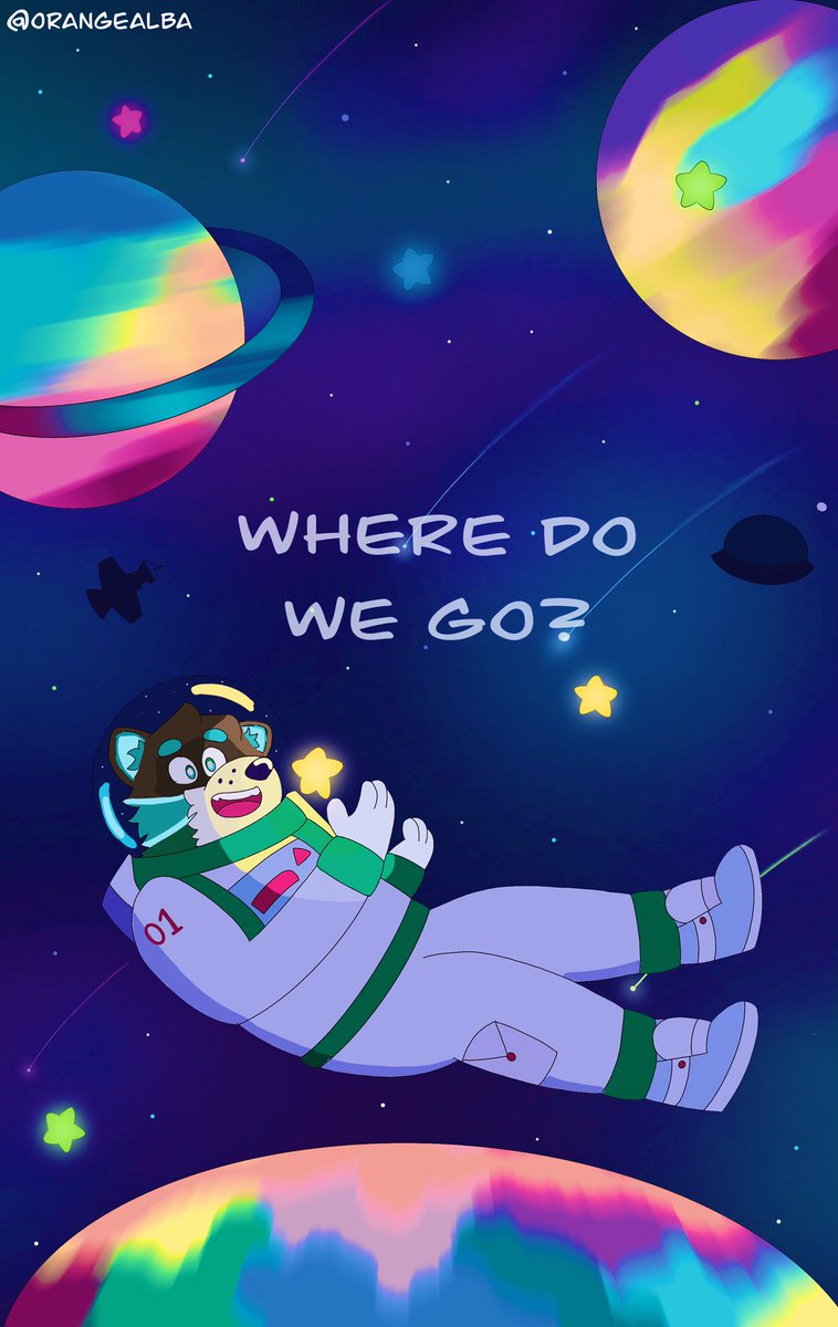 OrangeAlba's tweet photo. “Where do we go?” 🪐

creo que a veces solo tenemos que disfrutar del viaje
#furry #Space #furryart #ASTRO https://t.co/kDKwHi0lDV