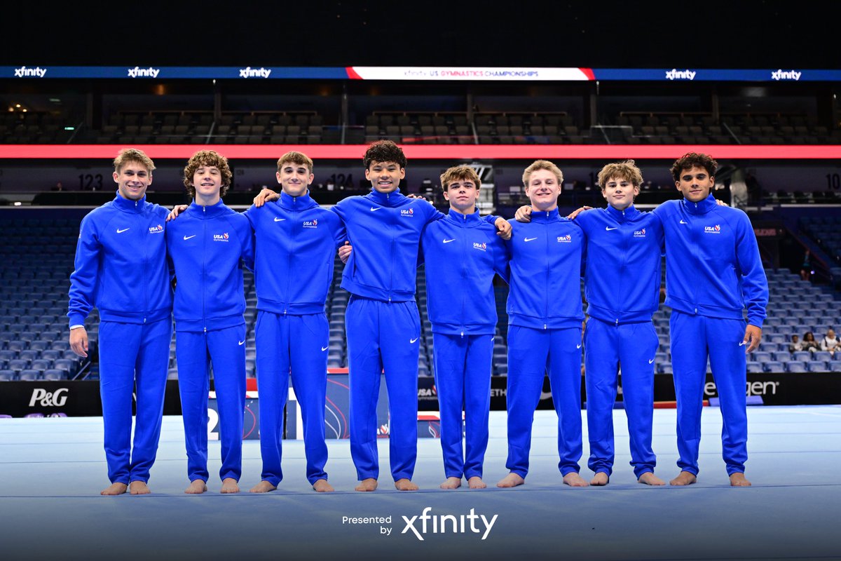 USAGym's tweet image. We proudly introduce the initial 2025 Junior Men&apos;s National Team presented by @Xfinity!

⭐️ Peyton Boerner
⭐️ Lincoln Dubin
⭐️ Hunter Egan
⭐️ Cooper Gunderson
⭐️ Maksim Kan
⭐️ Jakson Kurecki
⭐️ Hunter Simpson
⭐️ Jay Watkins
