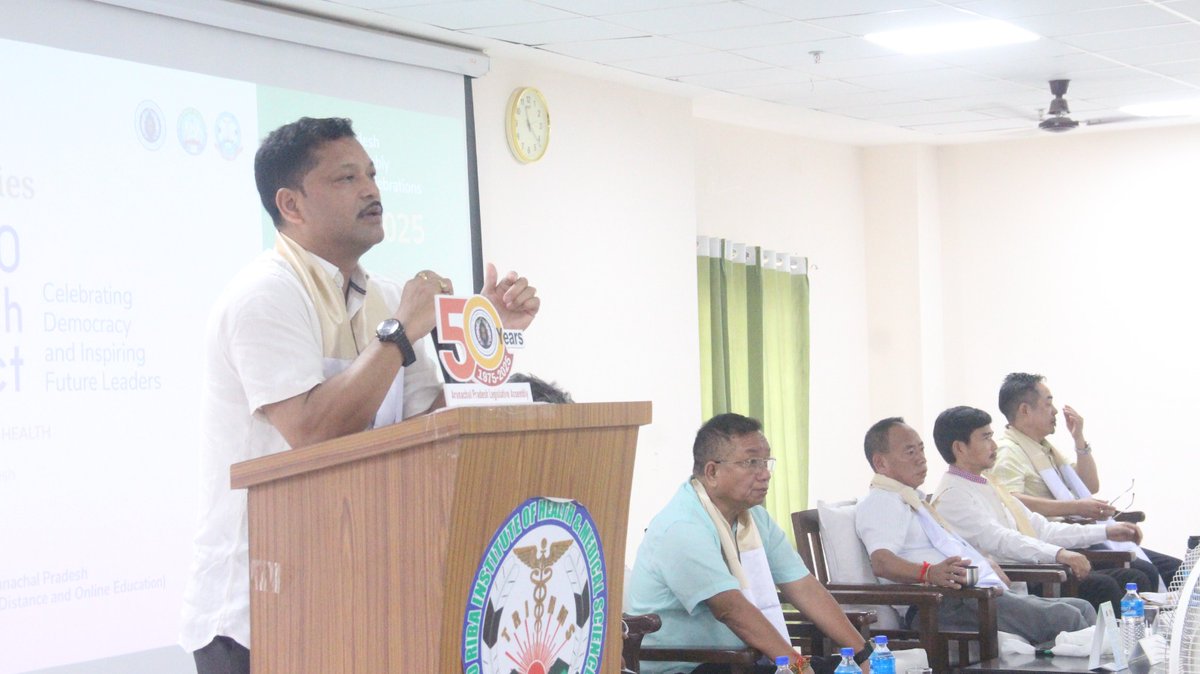 RGU1984's tweet photo. Inspiring Change Through Dialogue
The APLA@50 Outreach Connect Lecture Series at @TrihmsOfficial , Naharlagun  saw the inspiring presence of Shri @tesam_pongte  , Hon’ble Speaker, APLA; Shri Kardo Nyigor  , Hon’ble Deputy Speaker; Shri Techi Kaso  , Hon’ble MLA and Prof. Nabam Nakha Hina from Rajiv Gandhi University, together nurturing a shared commitment to India’s democratic ideals. 

 @aplaofficial #APLAat50 #CelebratingDemocracyandInspiringFutureLeaders #YouthOfArunachal #APLAGoldenJubilee #APLAat50OutreachConnect