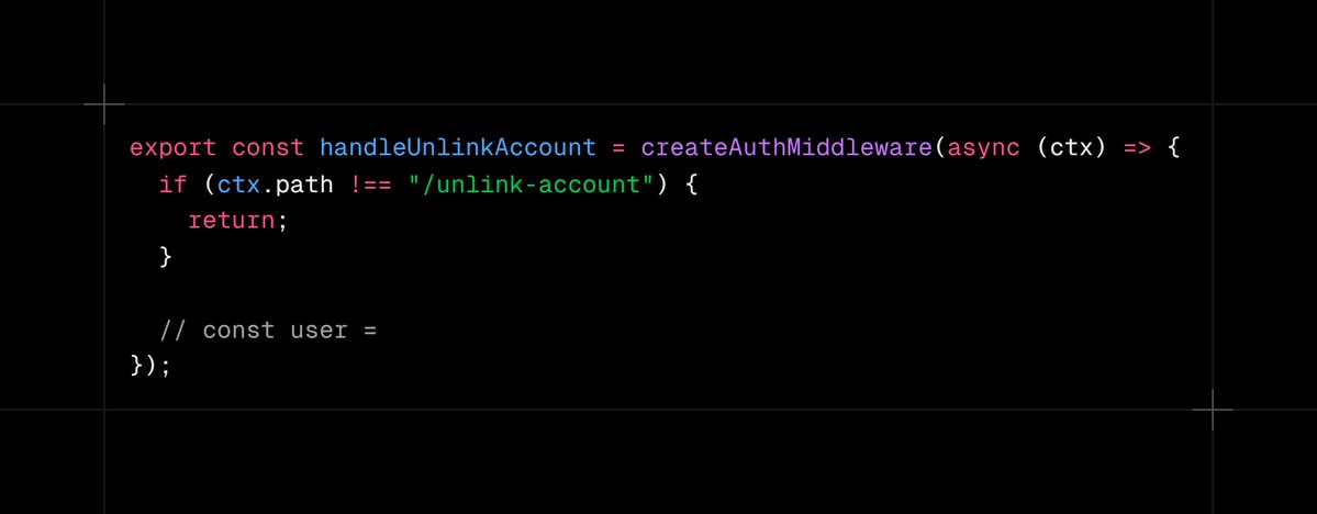 sanzhar (@iboughtbed) on Twitter photo hey <a href="/better_auth/">Better Auth</a> is there a way to have a database hook "after" for account deletion, or should I use simple hooks with "after" + createAuthMiddleware.
if so, how to get the user from the context in hooks, I want to handle the account unlinking, cause we need it. hey <a href="/better_auth/">Better Auth</a> is there a way to have a database hook "after" for account deletion, or should I use simple hooks with "after" + createAuthMiddleware.
if so, how to get the user from the context in hooks, I want to handle the account unlinking, cause we need it.