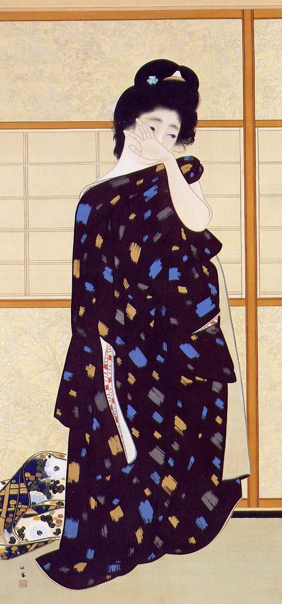 JapanTraCul's tweet photo. Posing for the first time, by Takeuchi Seiho, 1913 https://t.co/jF1FPfZvvI