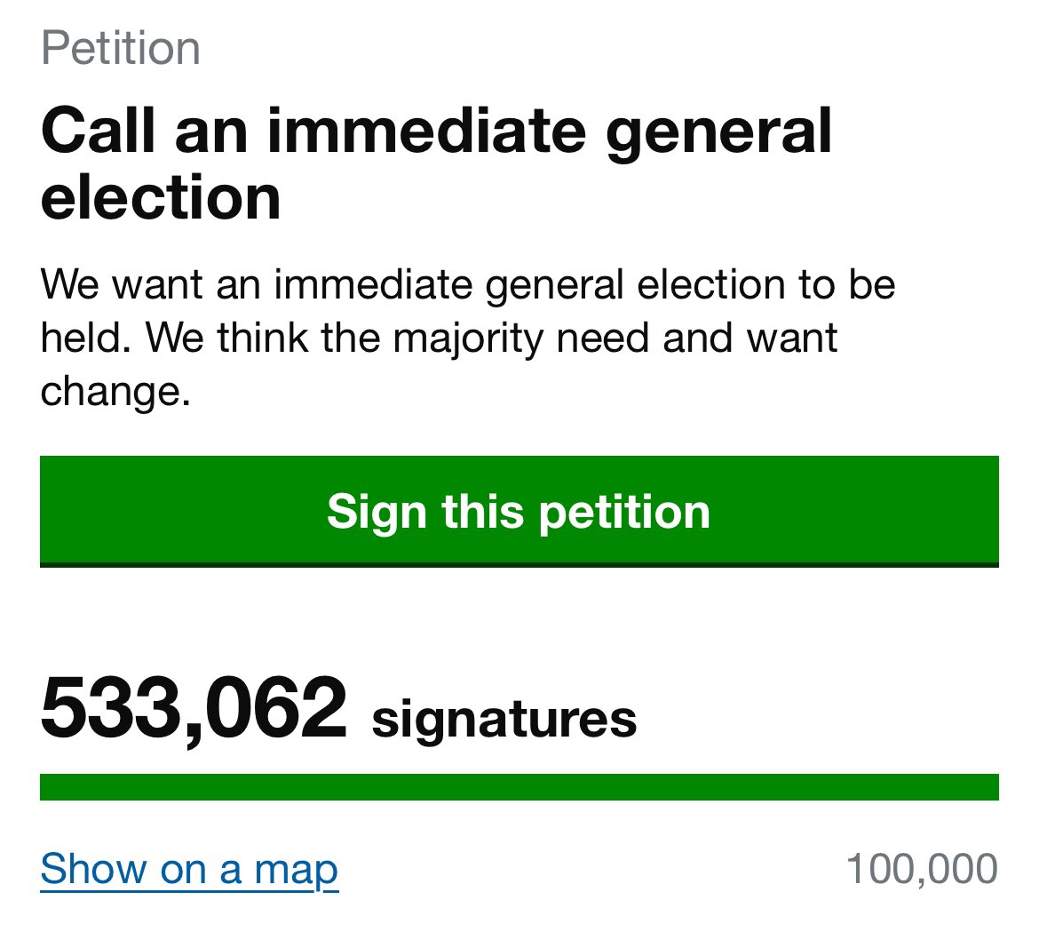 🚨NEW: Petition calling for an 'immediate General Election' has reached over 500,000 signatures