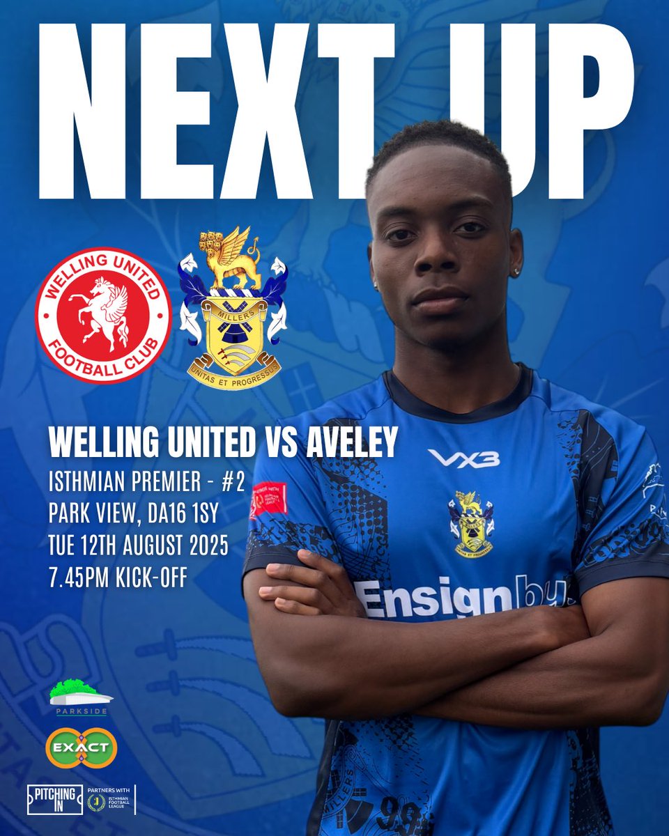 𝗡𝗲𝘅𝘁 𝗨𝗽: 𝗪𝗲𝗹𝗹𝗶𝗻𝗴 𝗨𝗻𝗶𝘁𝗲𝗱 (𝗔)

On the road for the first time 🛣️

🆚 Welling United
🗓️ Tuesday, 12th August 
🕢 Kick-off: 7:45 PM
🏟️ Park Drive, DA16 1SY

#MunyardsMillers | #TogetherAveley