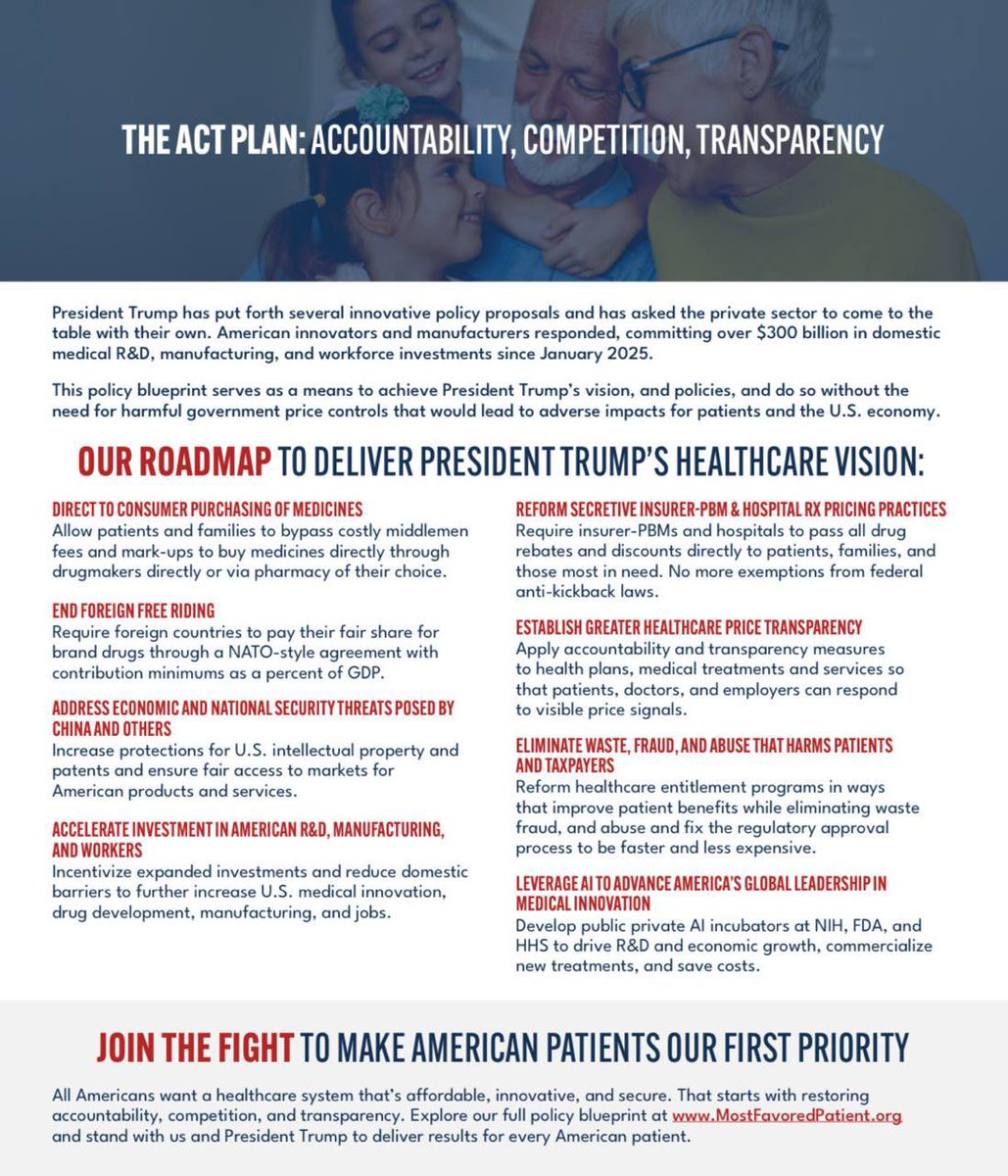 🚨NEW: Stephen Moore, fresh off a meeting at the White House with President Trump, lends his support to the “Most Favored Patient” plan, a free market healthcare initiative to cut costs, boost US innovation &amp; manufacturing, fight waste &amp; fraud, &amp; put American patients first.