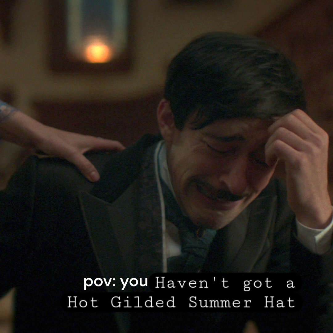 Roooboyd's tweet photo. Pov: You haven't got a #Hotgildedsummer Hat. 
#TheGildedage https://t.co/Rm1HncDpdq