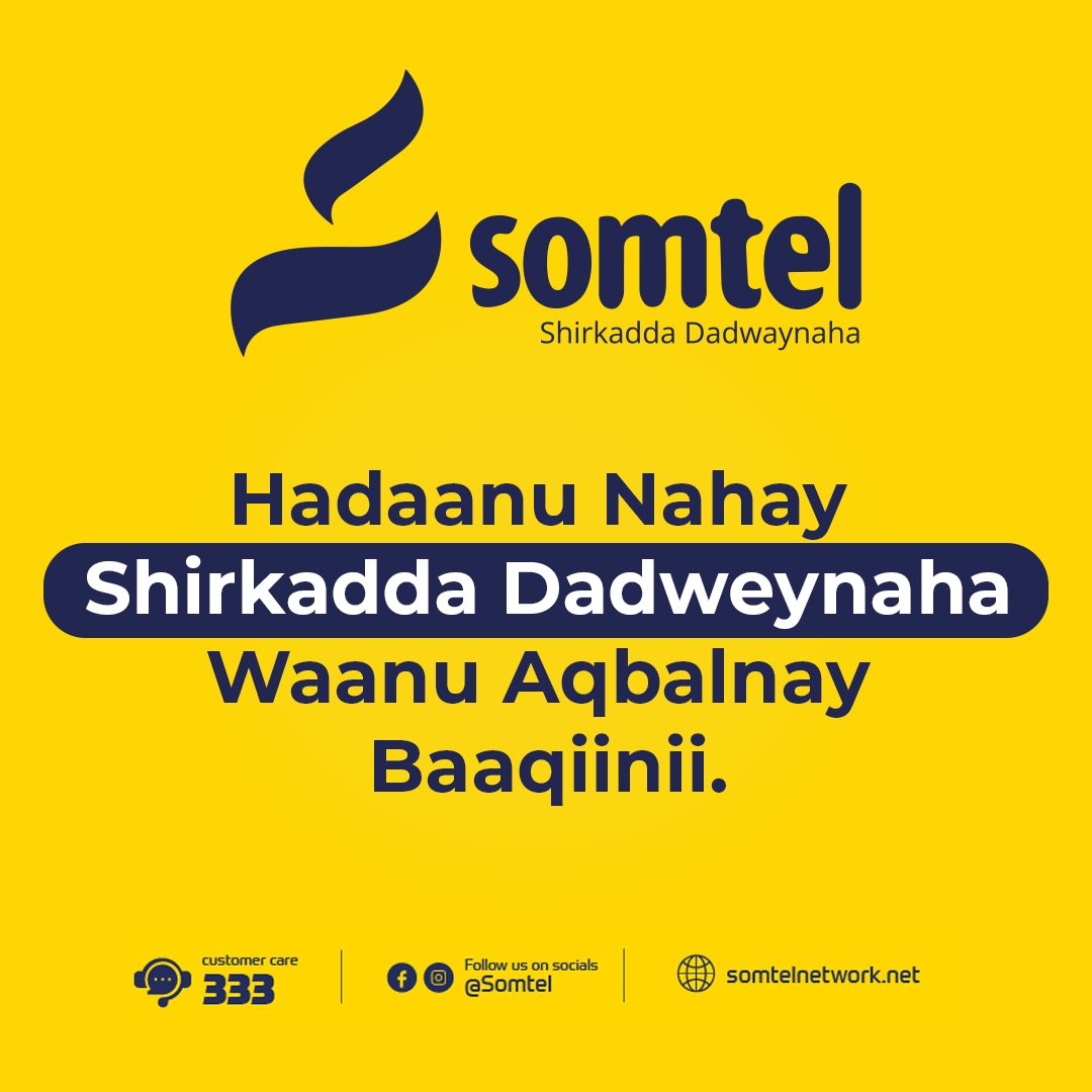 Abdirizak Atosh (@abdirizakatosh) on Twitter photo Excellent message to Somtel users in Somaliland, delivered at the right moment with persuasive language; this will alleviate public tension. Excellent message to Somtel users in Somaliland, delivered at the right moment with persuasive language; this will alleviate public tension.