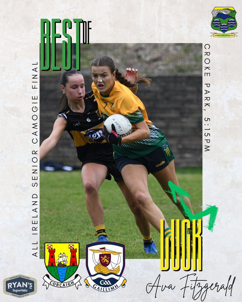 glanmireladies's tweet photo. Best of luck to our own Ava Fitz who lines out with @CorkCamogie tomorrow in the big day in Croker.
Also to Orlaith Mullins these 2 ladies are representing ourselves & @sarscamogie so well. Bring the OโDuffy cup back to Lee side. #Support #LocalLadies #Proud
๐๐ผ๐ฆพ๐๐ผ https://t.co/oM8b1MEfYk