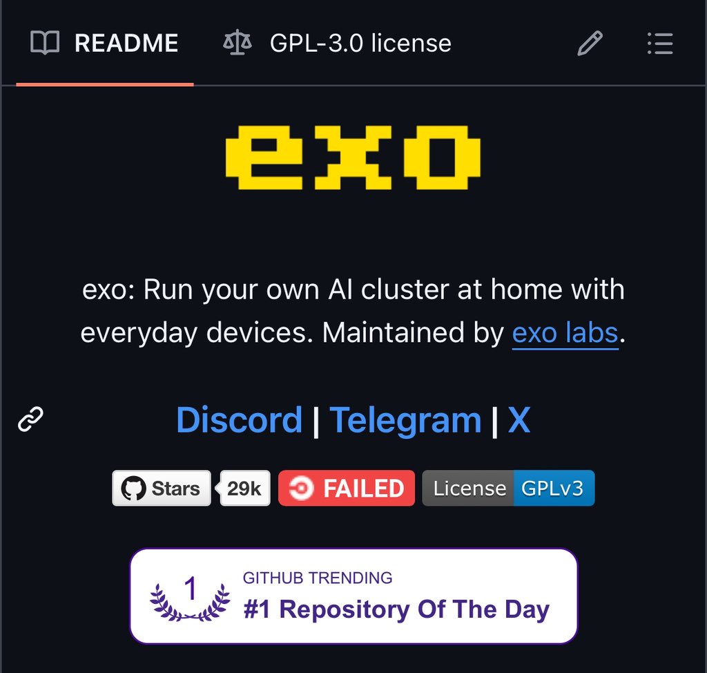 Run your own AI cluster at home with everyday devices.
